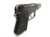 halbautomatische Pistole CZ Uhersky Brod - Mod. 92 - Note 2  - tschechische Taschenpistole CZ Mod. 92 aus Sammlungsaufl&ouml;sung im Kal. 6,35mm Browning, komplett in schwarz, mit schwarzen Kunststoffgriffschalen mit CZ-Logo, Steckmagazin, verstecktem Hahn, te