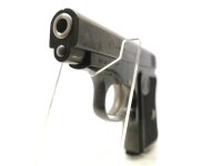halbautomatische Pistole CZ Uhersky Brod - Mod. 92 - Note 2  - tschechische Taschenpistole CZ Mod. 92 aus Sammlungsaufl&ouml;sung im Kal. 6,35mm Browning, komplett in schwarz, mit schwarzen Kunststoffgriffschalen mit CZ-Logo, Steckmagazin, verstecktem Hahn, te