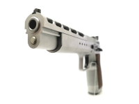 halbautomatische Pistole Tanfoglio - P19 Gold Match BDS - Neuwertig - neuwertige Tanfoglio Gold Match BDS im Kal. 9mm Luger, 6" Lauf, bi-color, Holzgriffschalen, Sicherung Llinksseitig (f&uuml;r Rechtssch&uuml;tzen), LPA-Visierung (seiten- und h&ouml;henverstellbar), sk