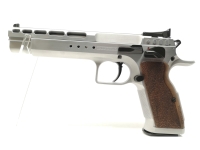 halbautomatische Pistole Tanfoglio - P19 Gold Match BDS - Neuwertig - neuwertige Tanfoglio Gold Match BDS im Kal. 9mm Luger, 6" Lauf, bi-color, Holzgriffschalen, Sicherung Llinksseitig (f&uuml;r Rechtssch&uuml;tzen), LPA-Visierung (seiten- und h&ouml;henverstellbar), sk