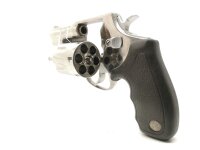 Revolver Taurus - 606 - Note 2  - kurzer 3" Fangschu&szlig;revolver, Laufl&auml;nge 75mm, silber gl&auml;nzend mit Gummigriffschalen samt Fingermulden, beidh&auml;ndig nutzbar, 6-Schuss-Trommel, breiter Hahn, ideal als Fangschusswaffe, Visierung &uuml;ber in den Rahmen eingelassen