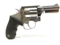 Revolver Taurus - 606 - Note 2  - kurzer 3" Fangschu&szlig;revolver, Laufl&auml;nge 75mm, silber gl&auml;nzend mit Gummigriffschalen samt Fingermulden, beidh&auml;ndig nutzbar, 6-Schuss-Trommel, breiter Hahn, ideal als Fangschusswaffe, Visierung &uuml;ber in den Rahmen eingelassen