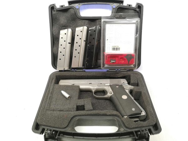 halbautomatische Pistole Colt - MK IV Series 80 - Note 2  - halbautomatische Pistole von COLT, Mod. MK IV Series 80, stainlessfarben, 1911er Baureihe mit Handballensicherung, Gummigriffschalen, LPA-Visierung (verstellbare Kimme), 120mm Laufl&auml;nge, inkl. de
