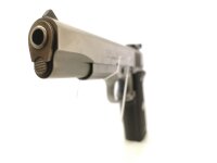halbautomatische Pistole Colt - MK IV Series 80 - Note 2  - halbautomatische Pistole von COLT, Mod. MK IV Series 80, stainlessfarben, 1911er Baureihe mit Handballensicherung, Gummigriffschalen, LPA-Visierung (verstellbare Kimme), 120mm Laufl&auml;nge, inkl. de