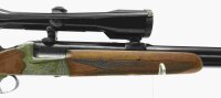Bockb&uuml;chsflinte Michelitsch - Ferlach - Note 2  - Ferlacher Bockb&uuml;chsflinte v. Joh. Micheltitsch, Kaliber 8x57 RS (auch bekannt als 8x57JRS) und 16/65 (durch A. Kn&ouml;dler Ravensburg auf 16/70 erweitert), Beschu&szlig; 07/1978, Einhakmontage, ZF von ZEISS West Ger