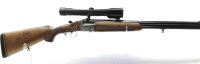 Bockb&uuml;chsflinte Michelitsch - Ferlach - Note 2  - Ferlacher Bockb&uuml;chsflinte v. Joh. Micheltitsch, Kaliber 8x57 RS (auch bekannt als 8x57JRS) und 16/65 (durch A. Kn&ouml;dler Ravensburg auf 16/70 erweitert), Beschu&szlig; 07/1978, Einhakmontage, ZF von ZEISS West Ger