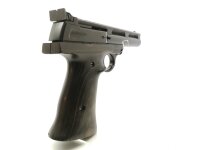 halbautomatische Pistole Smith & Wesson - 22A Target - Note 2  - KK-Sportpistole mit massivem 145mm langem Lauf aus dem Hause Smith & Wesson, verstellbare Kimme eingelassen in einer Picatinnyschiene, Steckmagazin, Schichtholz-Formgriffschalen mit Fingerau