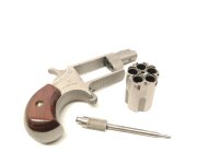 Revolver NAA - 22LLR - Note 1  - kleiner schnuckeliger KK-Revolver von North American Arms (NAA), Kaliber .22 lr., mit dunklen Holzgriffschalen, Single-Action, Laufl&auml;nge 28mm, 4 Schuss Trommel, nutzbar f&uuml;r Fallenjagd etc., sehr guter Zustand (Note 1), mit
