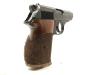 halbautomatische Pistole Walther - PPK - Note 2  - kleine feine Walther PPK aus Zella-Mehlis, 3" Lauf, Holzformgriff f. Rechtsh&auml;nder, Steckmagazin, Kaliber 7,65mm Browning, Beschu&szlig; Krone "U", guter gepflegter Gesamtzustand, auch f&uuml;r Sammler *** voreintrag