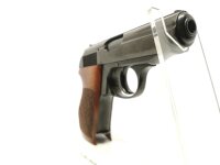 halbautomatische Pistole Walther - PPK - Note 2  - kleine feine Walther PPK aus Zella-Mehlis, 3" Lauf, Holzformgriff f. Rechtsh&auml;nder, Steckmagazin, Kaliber 7,65mm Browning, Beschu&szlig; Krone "U", guter gepflegter Gesamtzustand, auch f&uuml;r Sammler *** voreintrag