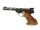 halbautomatische Pistole FN - Mod. 150 - Note 2  - belgische Sportwaffe im Kleinkaliber (.22lr.), mit Holzformgriff Gr. M f&uuml;r Rechtsh&auml;nder, Steckmagazin, verstellbarer Kimme, runder massiver 6" Lauf, goldfarbenes Abzugsz&uuml;ngel, ventilierte Laufschiene, mas