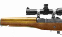 halbautomatische B&uuml;chse Ruger - Ranch Rifle Mini 14 - Note 2  - sehr gut erhaltene halbautomatische B&uuml;chse RUGER Mini 14, auch Ranch Rifle genannt, Kal. .223 Remington, Holzschaft, Metallschaftkappe, in silber gehaltenes System und Lauf, Drehkimme und Kor