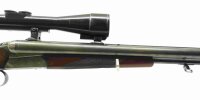 Drilling Merkel - 32 - Note 3  - Drilling von Merkel, Modell 32, mit 8x57JRS Kugellauf unten, sowie Kal. 12 Flintenl&auml;ufe, Q1 Stempel, Beschu&szlig; 07/1983, alles sauber und gepflegt, Signalstifte, Kugellauf Umschalter auf dem Kolbenhals, Sicherung linksseitig,