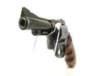Revolver H. SCHMIDT OSTHEIM - Sierra 4 - Note 3  - kurzer Fangschu&szlig;revolver im Kal. .38special, ideal f&uuml;r die Jagd, kurzer Lauf (75mm), geringes Gewicht, solide verarbeitet, Zustand Note 3-, schwarze Ausf&uuml;hrung mit Holzgriffschalen, mit Fingermulden, 6-Sc