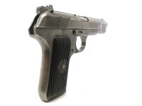 halbautomatische Pistole Norinco - 213 - Note 3  - halbautomatische Pistole, 110mm Lauf, feste Kimme, Bakelitgriffschalen schwarz, beidh&auml;ndige Nutzung m&ouml;glich, Sicherung linksseitig, gepflegter Zustand, Abriebspuren am Metall, technisch in Ordnung, mit An