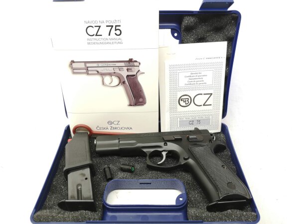 halbautomatische Pistole CZ Uhersky Brod - 75 B - Note 1  - zuverl&auml;ssige Sportpistole f&uuml;r Einsteiger & Forgeschrittene, CZ 75B, in fast in jedem Sch&uuml;tzenverein zu finden, 4" Lauf, Kunststoffgriffschalen, feste Kimme und Korn (Gebrauchsvisierung), 110mm La
