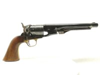Perkussions-Revolver Pietta - Colt Army 1860 - Note 2  - italienischer Perkussionsrevolver im Kaliber .44(BlackPowder), 6-Schuss, Model Colt 1860 Army, stahlgebl&auml;utes System, Holzgriffe, messingfarbener Abzugsb&uuml;gel, Halterung f&uuml;r &Ouml;ffnungshebel nachgel&ouml;tet