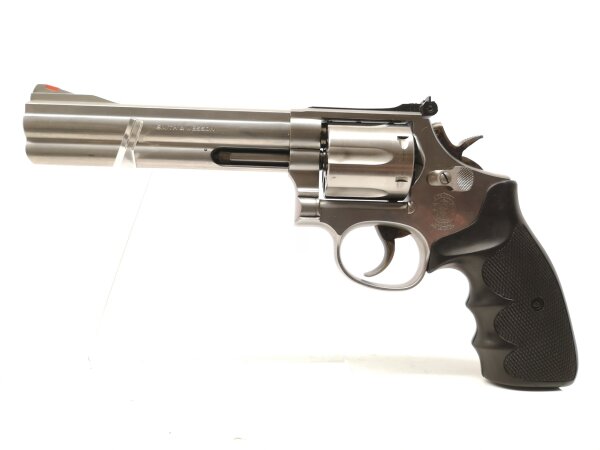 Revolver Smith & Wesson - 686-4 - Note 2  - Sportrevolver "Made in USA", 150mm langer Lauf (6"), verstellbare Matchvisierung in H&ouml;he und Seite, Gummigriff f. beidh&auml;ndige Nutzung mit Fingermulden, stahlgebl&auml;uter Hahn und Abzugsz&uuml;ngel,  leichte optische Geb