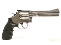 Revolver Smith & Wesson - 686-4 - Note 2  - Sportrevolver "Made in USA", 150mm langer Lauf (6"), verstellbare Matchvisierung in H&ouml;he und Seite, Gummigriff f. beidh&auml;ndige Nutzung mit Fingermulden, stahlgebl&auml;uter Hahn und Abzugsz&uuml;ngel,  leichte optische Geb