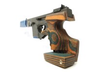 halbautomatische Pistole Walther - GSP Expert - Note 2  - relativ junge Sportpistole von WALTHER, Mod. GSP Expert, mit Schichtholzgriff Gr&ouml;&szlig;e SLB 7 (f. Linksh&auml;nder !!!), 2 Magazine mit blauem Abschluss (neu von Walther), blauem Laufgewicht mit GSP Expert 