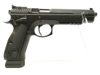 halbautomatische Pistole Frankonia - Taipan - Neuwertig - Sportpistole aus dem Hause Frankonia, Eigenentwicklung mit per Hand angepasstem Schlitten, verstellbarem Abzug, LPA TRT-Vsierung, 6" Lauf, 3 Steckmagazinen, Koffer, Anleitung, absolut neuwertiger Z