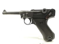 halbautomatische Pistole Mauser - P08 S42 - Note 2  - gut schie&szlig;ende (S&B 140grs. Subsonic) P 08 von Mauser Oberndorf, viele typische Nummern nicht sichtbar oder entfernt, somit nicht nummerngleich bzw. Nummerngleichheit nachweisbar, Schu&szlig;verhalten sehr g